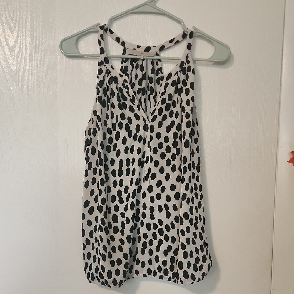 LOFT Black and White Polka Dot Blouse
